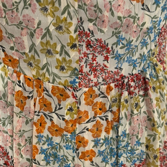 Like New Rebecca Taylor Floral Sleeveless Maxi Dress with Shoulder Ties, Size 6 - Picture 6 of 9